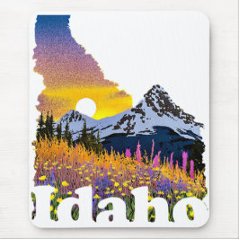 Mousepad Formato de Idaho com montanha e flores silvestres