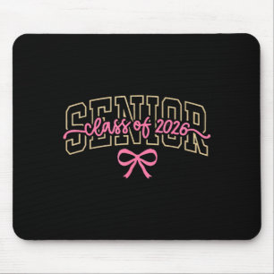 Mousepad Formatura Turma De 2026 Rosa Coquette Bow Cap Seni