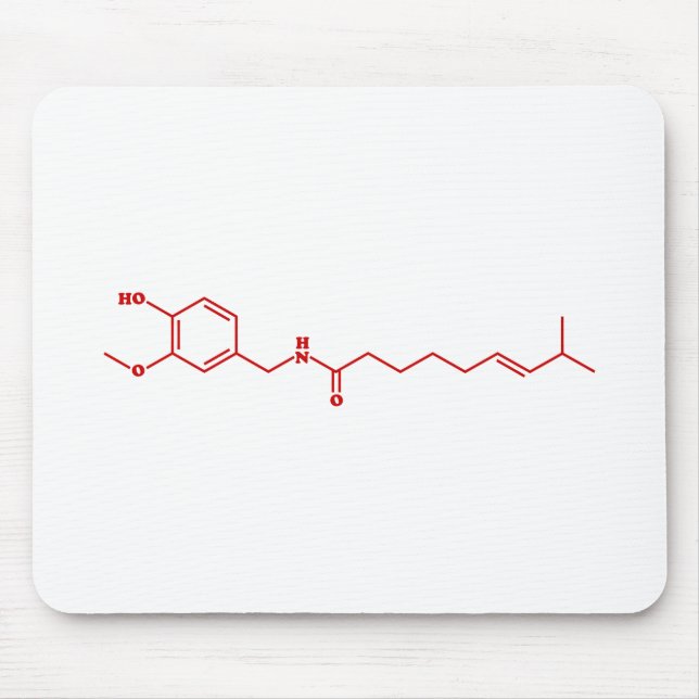 Mousepad Fórmula Química Molecular de Capsaicina Chili (Frente)