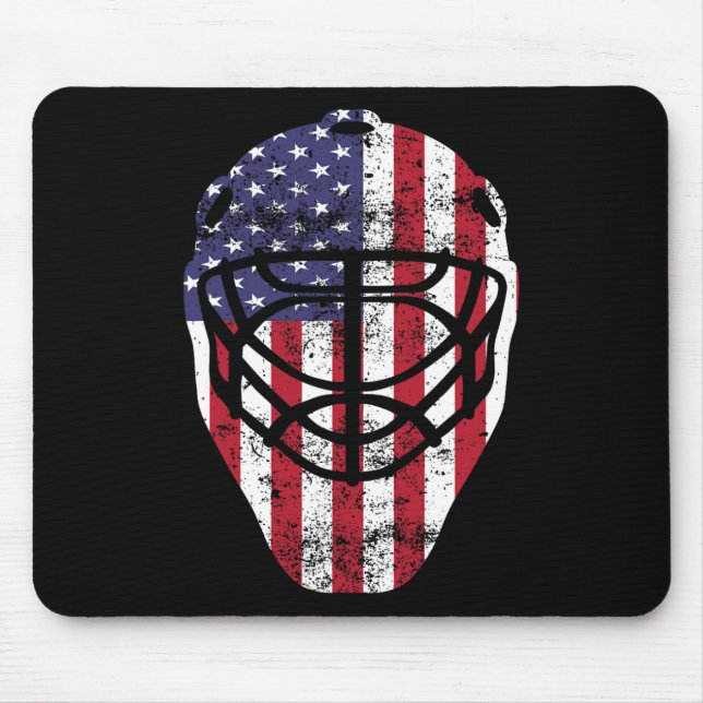 Mousepad Foto Americana de 4 de julho de Hockey Goalie Mask (Frente)