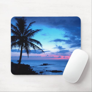 Mousepad Foto azul do por do sol do rosa tropical do oceano