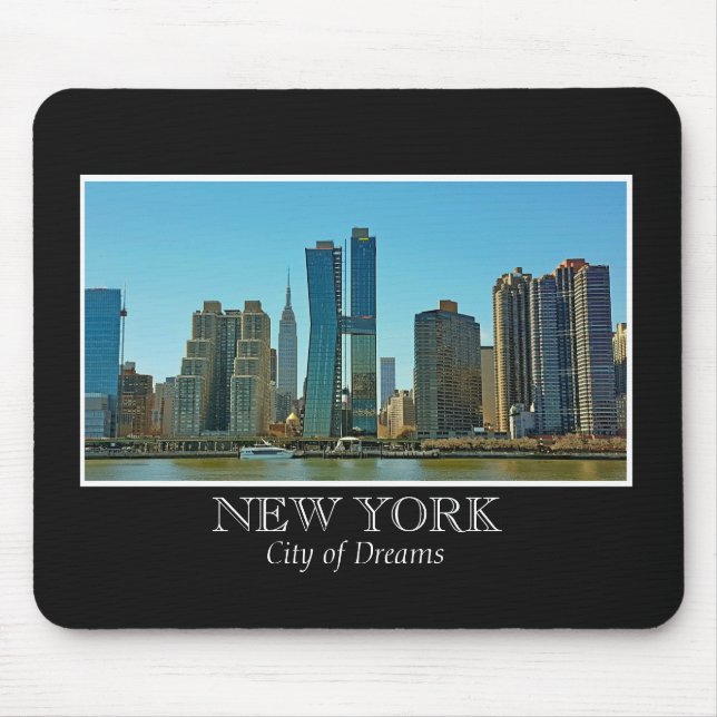 Mousepad Foto branca do quadro do preto da skyline de New (Frente)
