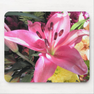 Mousepad Foto cor-de-rosa das flores dos lírios da flor do