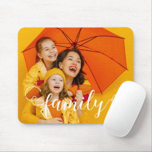 Mousepad Foto da família de sobreposição de script de calig