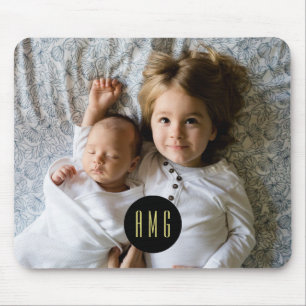 Mousepad Foto da família personalizada Monograma
