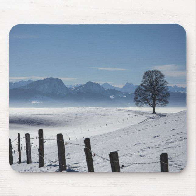 Mousepad Foto da Paisagem do Campo de Inverno de Snowy (Frente)