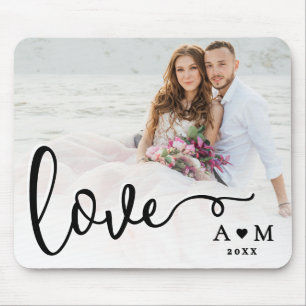 Mousepad Foto de Casal com Letra Elegante de Amor