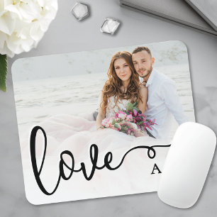 Mousepad Foto de Casal com Letra Elegante de Amor