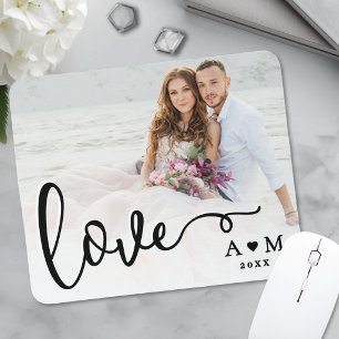 Mousepad Foto de Casal com Letra Elegante de Amor
