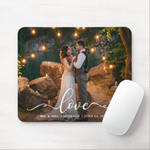 Mousepad Foto De Casamento Do Roteiro Elegante De Caligrafi