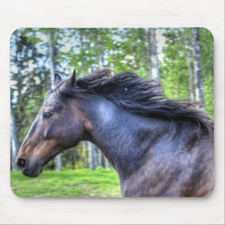 Mousepad Foto de Cavalo Percheron Preto em Execução