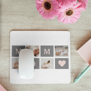 Mousepad Foto de Colagem Moderna Melhor Presente de Mãe Ros