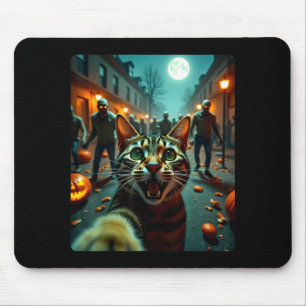 Mousepad Foto de Gato Engraçado no Halloween Zumbis Humor