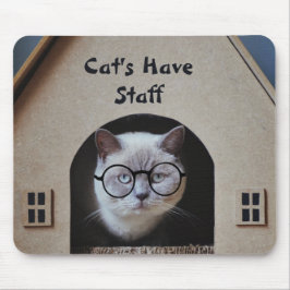 Mousepad Foto de gato fofo Gatos têm funcionários Citação e
