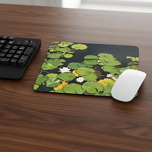 Mousepad Foto de Lírios de Água Brancos (Criador carregado)