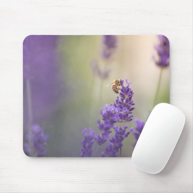 Mousepad Foto de Natureza da Abelha de Flor lavanda (Com mouse)