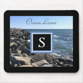 Mousepad Foto de Ondas do Mar e Rochas - Quadro inicial pre