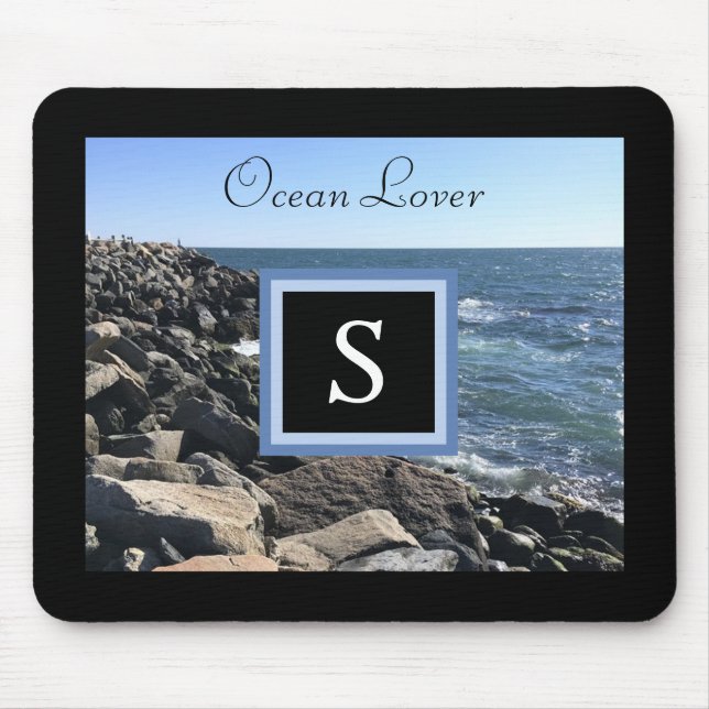 Mousepad Foto de Ondas do Mar e Rochas - Quadro inicial pre (Frente)