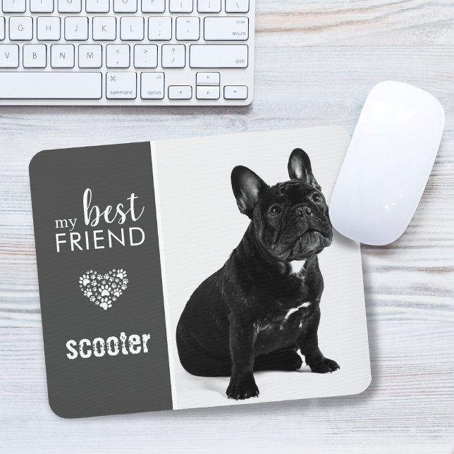 Mousepad Foto de Pet do Meu Melhor Amigo B&W Personalizada (My Best Friend B&W Pet Photo Personalized Mouse Pad)