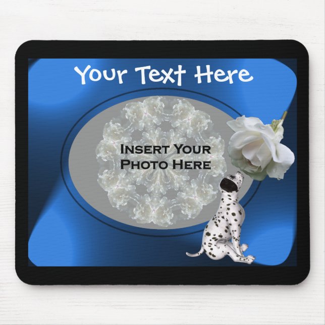 Mousepad Foto De Rosa Branca E Puppia Dalmática (Frente)