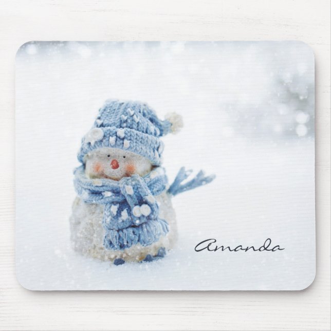 Mousepad Foto de um bonitão de neve no inverno - Natal (Frente)