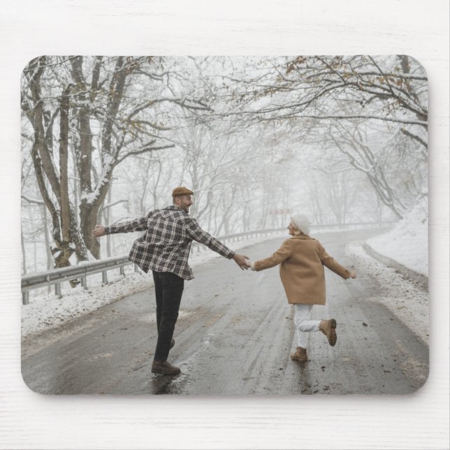Mousepad Foto do Casal Romântico de inverno personalizado (Frente)