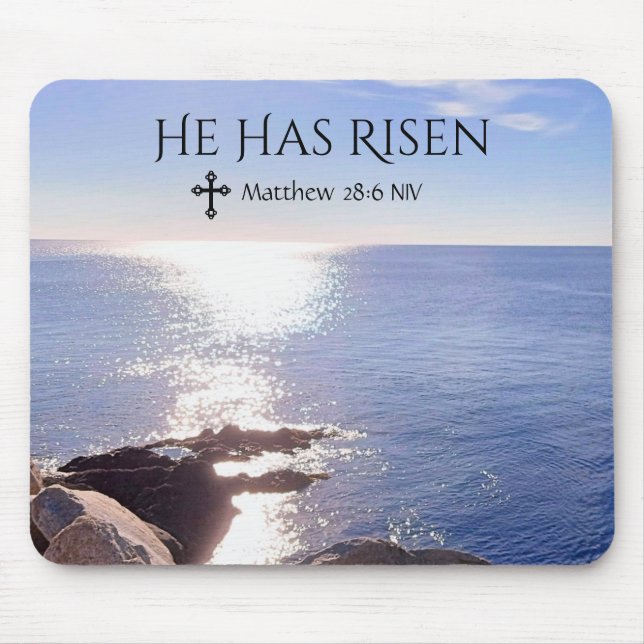 Mousepad Foto do Cristo do Oceano com Páscoa Versa Bíblia R (Frente)