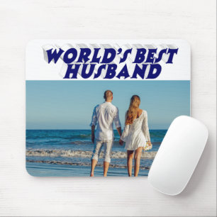 Mousepad Foto do marido com texto azul escuro
