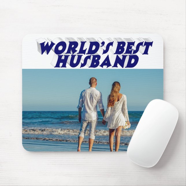 Mousepad Foto do marido com texto azul escuro (Com mouse)