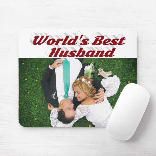Mousepad Foto do marido com texto burgundy (Com mouse)