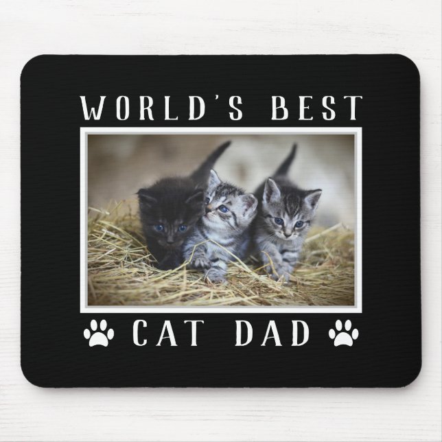 Mousepad Foto do Melhor Pai de Gato do Mundo com Pegadas de (Frente)