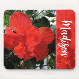 Mousepad Foto do nome personalizado Orange Double Hibiscus