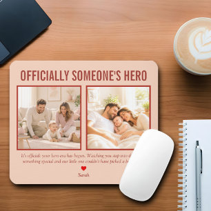 Mousepad Foto do Primeiro Dia dos Pais Oficialmente um Heró