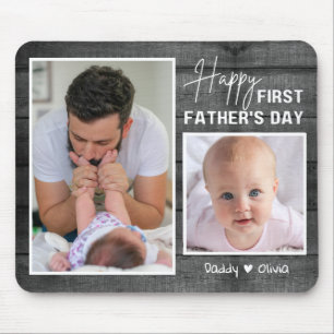 Mousepad Foto do primeiro Novo papai Dia de os pais Black W