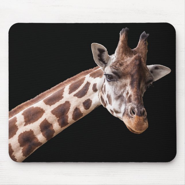 Mousepad Foto do Retrato Girafa em Preto (Frente)