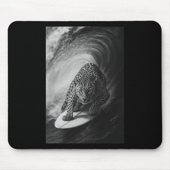 Mousepad Foto Engraçada de Leopardo Surfando de Selfie no S (Frente)