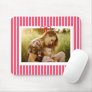 Mousepad foto família listras vermelhas laço moderno elegan