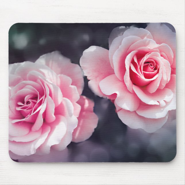 Mousepad Foto floral dos rosas cor-de-rosa femininos (Frente)