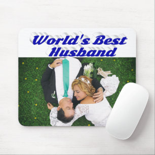 Mousepad Foto para marido com texto azul
