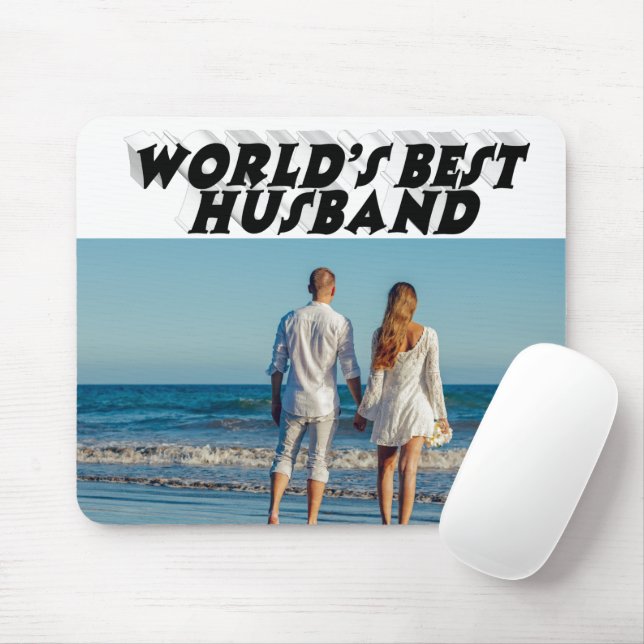 Mousepad Foto para marido com texto preto (Com mouse)