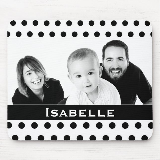 Mousepad Foto personalizada de Bolinhas branca e preta (Frente)