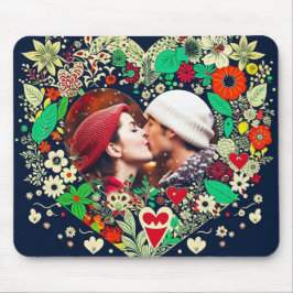 Mousepad Foto personalizada de quadro de coração floral