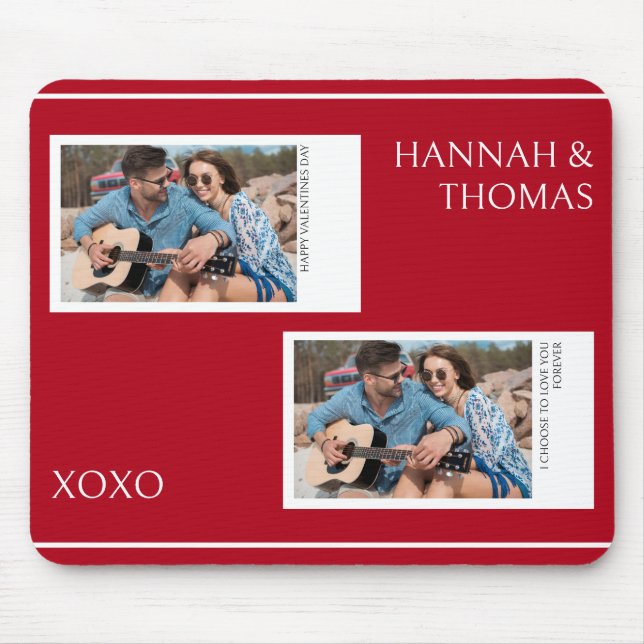 Mousepad Foto Personalizada do Dia de os namorados Vermelho (Frente)