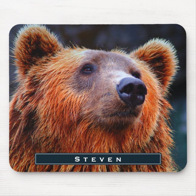Mousepad Foto personalizada do Retrato do Urso Castanho (Frente)