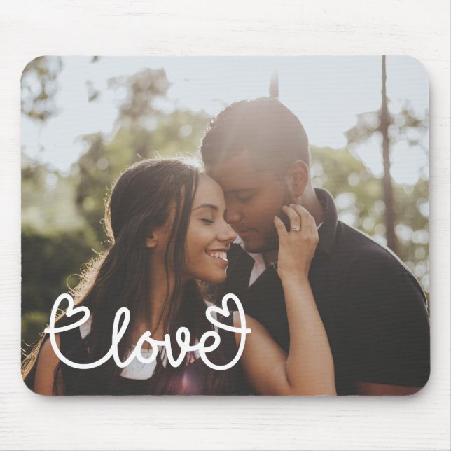 Mousepad Foto personalizada e texto de amor com coração (Frente)
