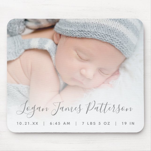 Mousepad Foto Personalizada Estatísticas de Nascimento de B (Frente)