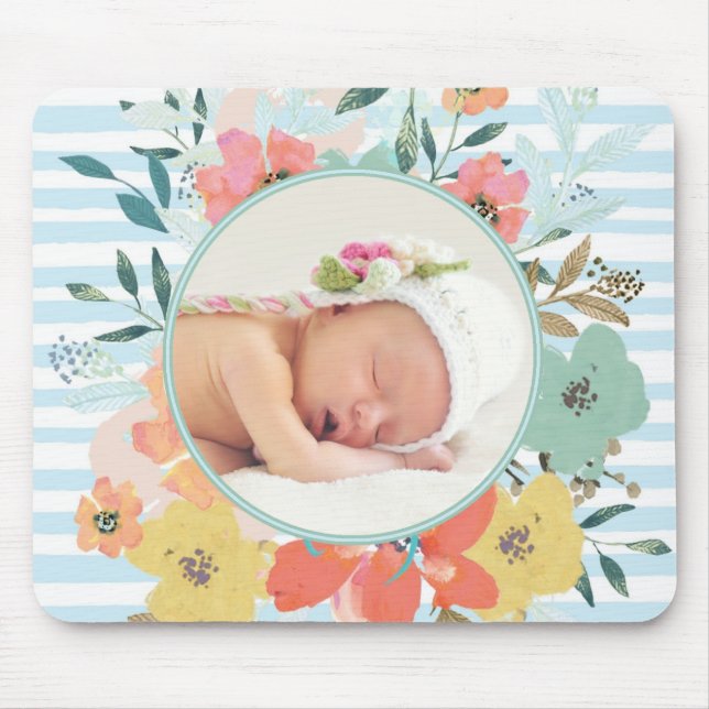 Mousepad Foto Personalizada Floral de bonito Aquarela (Frente)