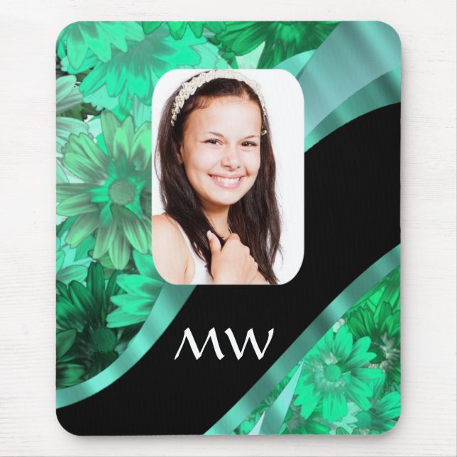 Mousepad Foto personalizada floral verde (Frente)