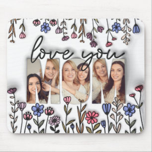 Mousepad Foto Personalizada Te Ama Mãe Flores Selvagens