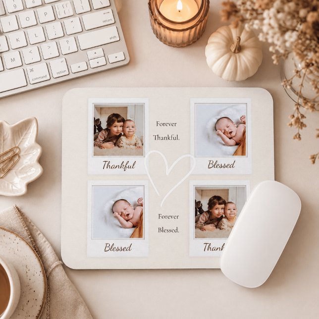 Mousepad Foto Polaroid Agradecida e Bênção | Presente Perso (Criador carregado)